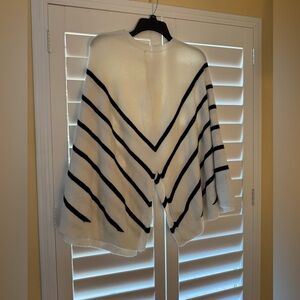 Chic Black and White Striped Women's Poncho